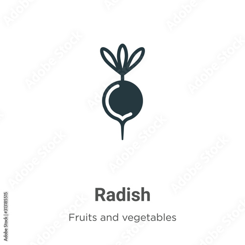 Radish glyph icon vector on white background. Flat vector radish icon symbol sign from modern fruits collection for mobile concept and web apps design.
