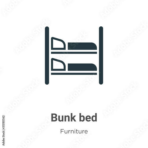 Bunk bed glyph icon vector on white background. Flat vector bunk bed icon symbol sign from modern furniture collection for mobile concept and web apps design.