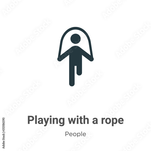 Playing with a rope glyph icon vector on white background. Flat vector playing with a rope icon symbol sign from modern people collection for mobile concept and web apps design.