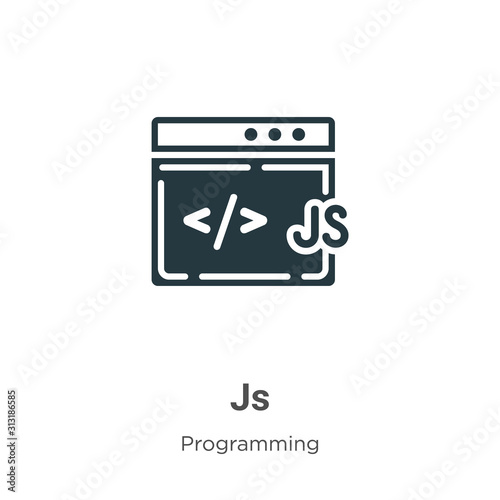 Js glyph icon vector on white background. Flat vector js icon symbol sign from modern programming collection for mobile concept and web apps design.