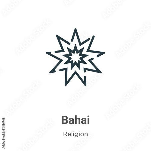 Bahai glyph icon vector on white background. Flat vector bahai icon symbol sign from modern religion collection for mobile concept and web apps design.