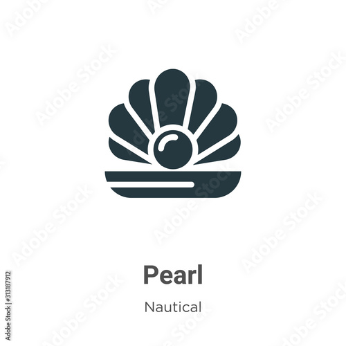 Pearl glyph icon vector on white background. Flat vector pearl icon symbol sign from modern nautical collection for mobile concept and web apps design.