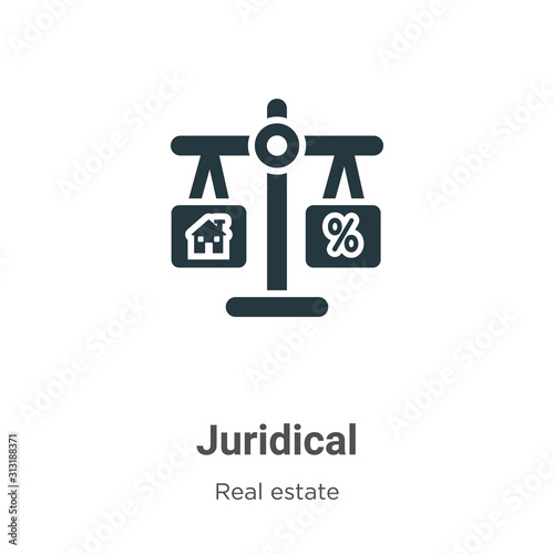 Juridical glyph icon vector on white background. Flat vector juridical icon symbol sign from modern real estate collection for mobile concept and web apps design.