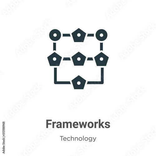 Frameworks glyph icon vector on white background. Flat vector frameworks icon symbol sign from modern technology collection for mobile concept and web apps design.