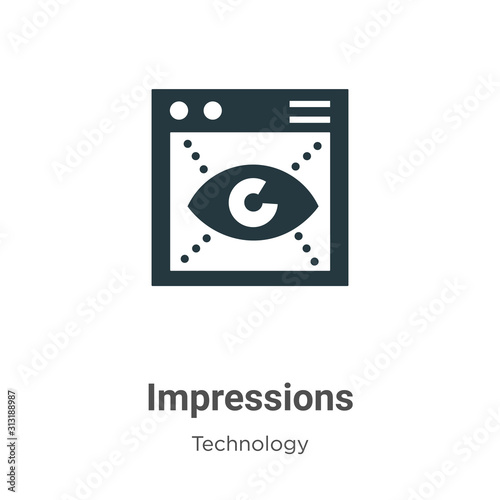 Impressions glyph icon vector on white background. Flat vector impressions icon symbol sign from modern technology collection for mobile concept and web apps design.
