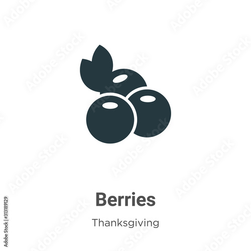 Berries glyph icon vector on white background. Flat vector berries icon symbol sign from modern thanksgiving collection for mobile concept and web apps design.