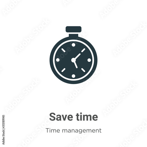 Save time glyph icon vector on white background. Flat vector save time icon symbol sign from modern time management collection for mobile concept and web apps design.