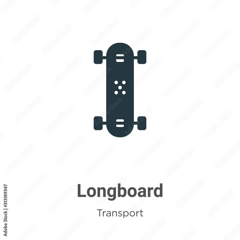 Longboard glyph icon vector on white background. Flat vector longboard icon  symbol sign from modern transport collection for mobile concept and web apps  design. vector de Stock | Adobe Stock