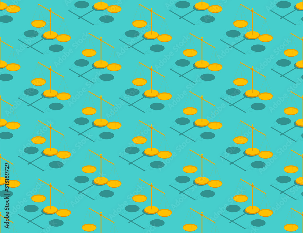 Scales 3D isometric seamless pattern, Weighing tool justice concept poster and social banner post design illustration isolated on green background with copy space, vector eps 10 Scales 3D isometric seamless pattern, Weighing tool justice concept poster and social banner post design illustration isolated on green background with copy space, vector eps 10