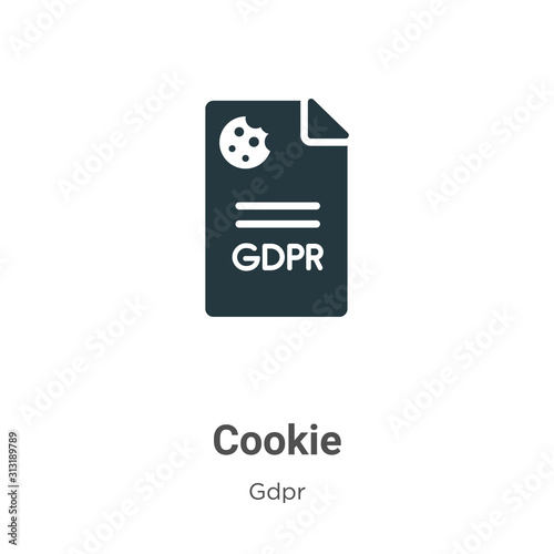 Cookie glyph icon vector on white background. Flat vector cookie icon symbol sign from modern gdpr collection for mobile concept and web apps design.