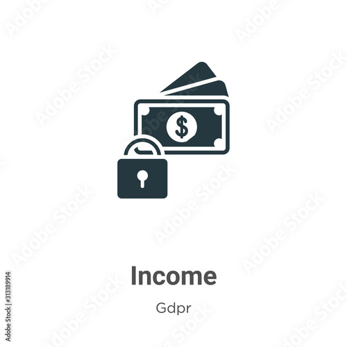 Income glyph icon vector on white background. Flat vector income icon symbol sign from modern gdpr collection for mobile concept and web apps design.