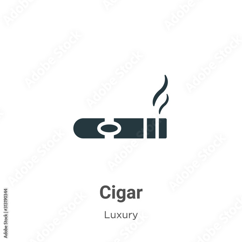 Cigar glyph icon vector on white background. Flat vector cigar icon symbol sign from modern luxury collection for mobile concept and web apps design. photo