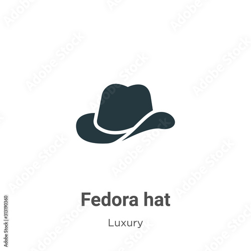 Fedora hat glyph icon vector on white background. Flat vector fedora hat icon symbol sign from modern luxury collection for mobile concept and web apps design.