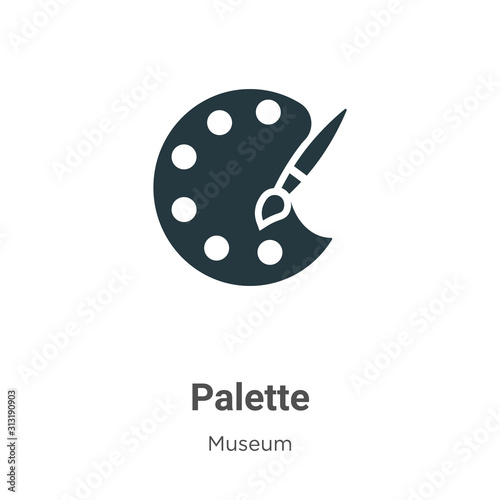 Palette glyph icon vector on white background. Flat vector palette icon symbol sign from modern museum collection for mobile concept and web apps design.