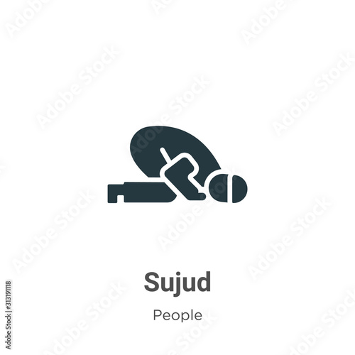 Sujud glyph icon vector on white background. Flat vector sujud icon symbol sign from modern people collection for mobile concept and web apps design.