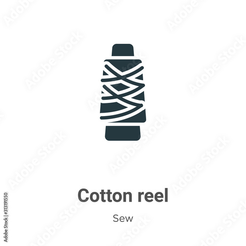 Cotton reel glyph icon vector on white background. Flat vector cotton reel icon symbol sign from modern sew collection for mobile concept and web apps design.