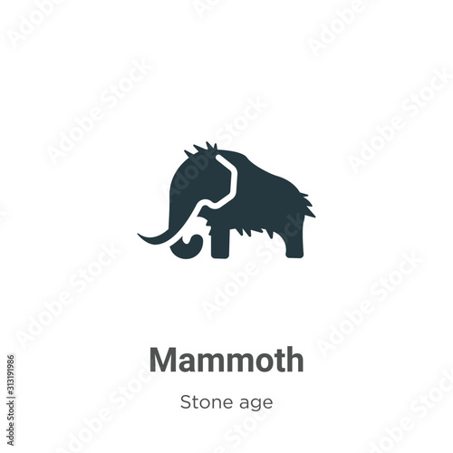 Mammoth glyph icon vector on white background. Flat vector mammoth icon symbol sign from modern stone age collection for mobile concept and web apps design.