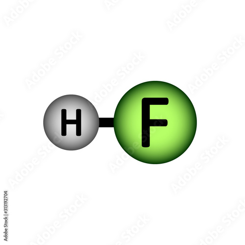 Hydrogen fluoride molecule icon.