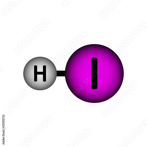 Hydrogen iodide molecule icon.