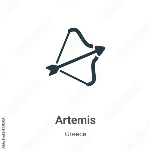 Artemis glyph icon vector on white background. Flat vector artemis icon symbol sign from modern greece collection for mobile concept and web apps design.