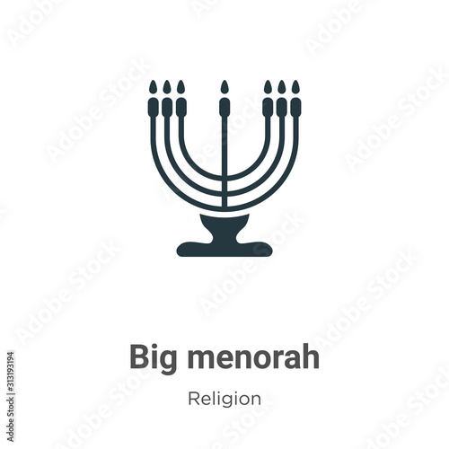 Big menorah glyph icon vector on white background. Flat vector big menorah icon symbol sign from modern religion collection for mobile concept and web apps design.