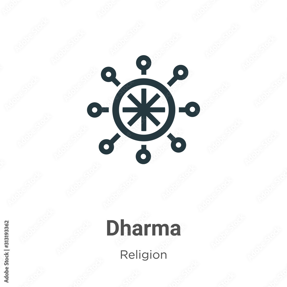 Dharma glyph icon vector on white background. Flat vector dharma icon symbol sign from modern religion collection for mobile concept and web apps design.