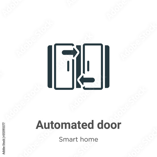 Automated door glyph icon vector on white background. Flat vector automated door icon symbol sign from modern smart home collection for mobile concept and web apps design.