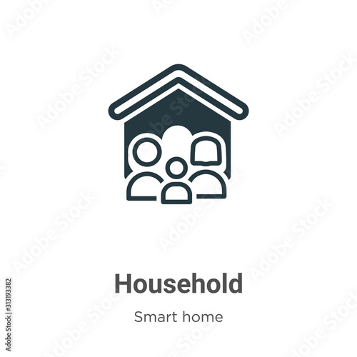 Household glyph icon vector on white background. Flat vector household icon symbol sign from modern smart home collection for mobile concept and web apps design.