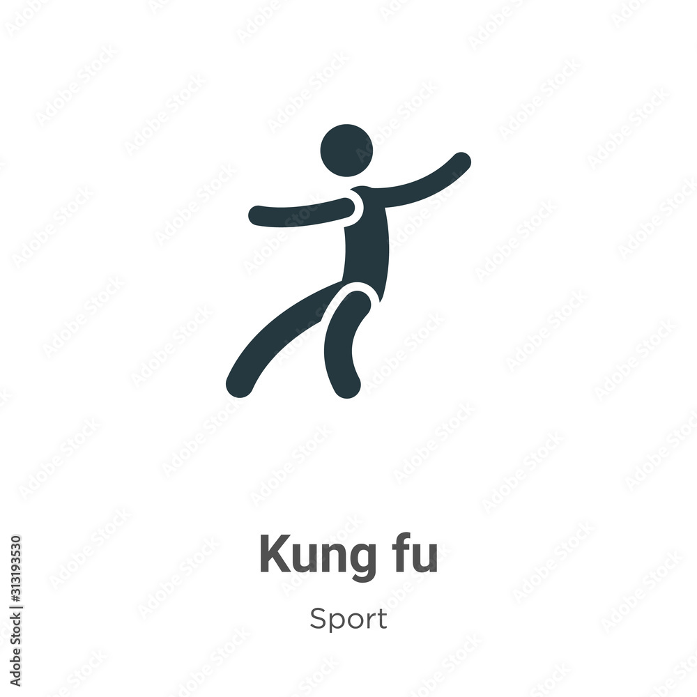 Kung fu glyph icon vector on white background. Flat vector kung fu icon symbol sign from modern sport collection for mobile concept and web apps design.