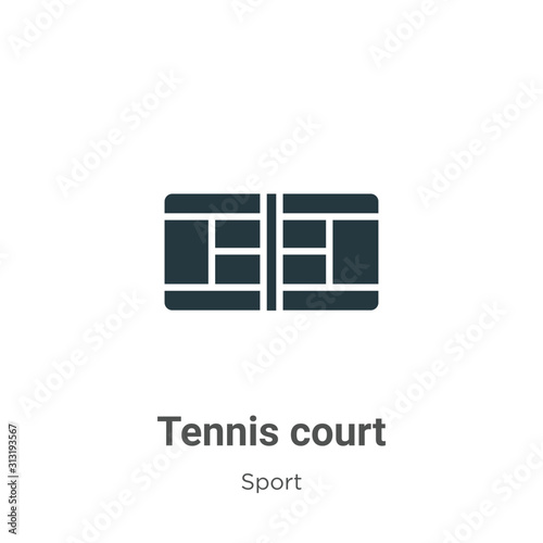 Tennis court glyph icon vector on white background. Flat vector tennis court icon symbol sign from modern sport collection for mobile concept and web apps design.