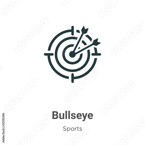 Bullseye glyph icon vector on white background. Flat vector bullseye icon symbol sign from modern sports collection for mobile concept and web apps design.