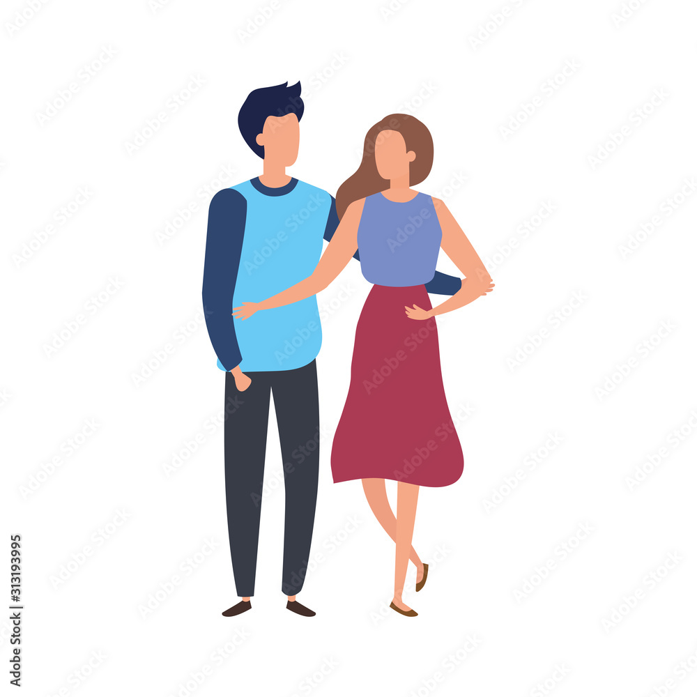 young couple avatar character icons young couple avatar character icons