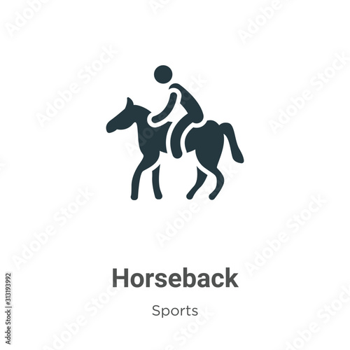 Horseback glyph icon vector on white background. Flat vector horseback icon symbol sign from modern sports and competition collection for mobile concept and web apps design.