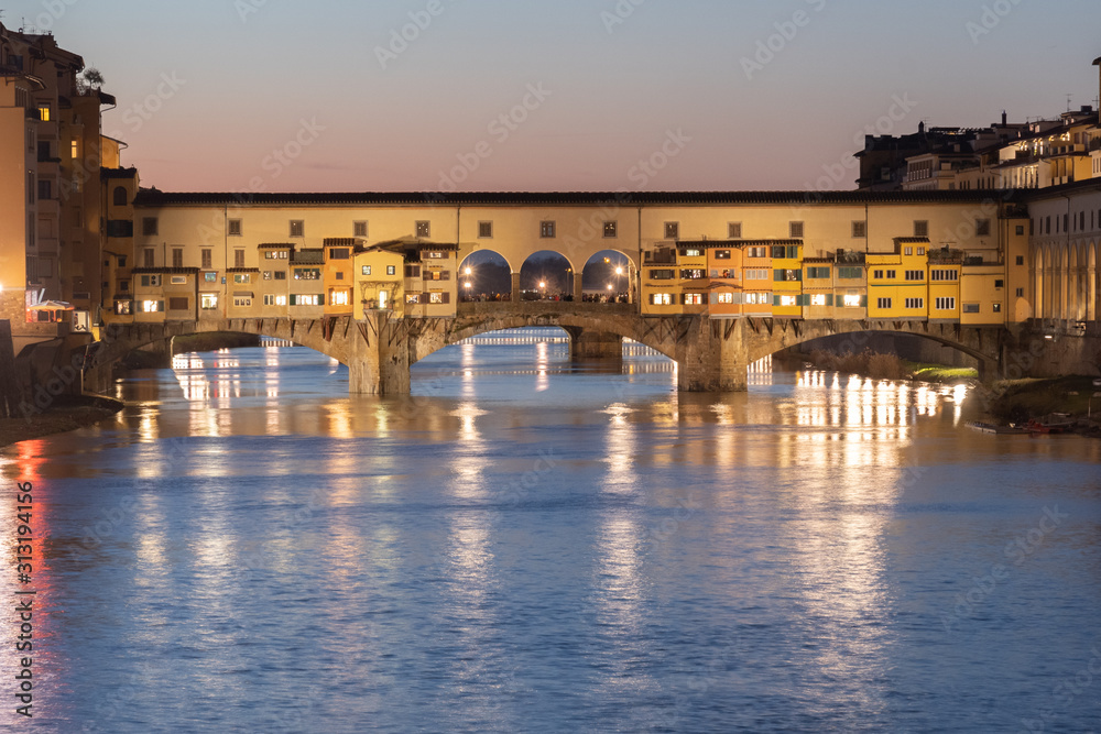 Ponte Vecchio in the sunset, Florence, Italy