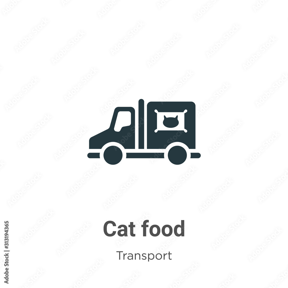 Cat food glyph icon vector on white background. Flat vector cat food icon symbol sign from modern transport collection for mobile concept and web apps design.