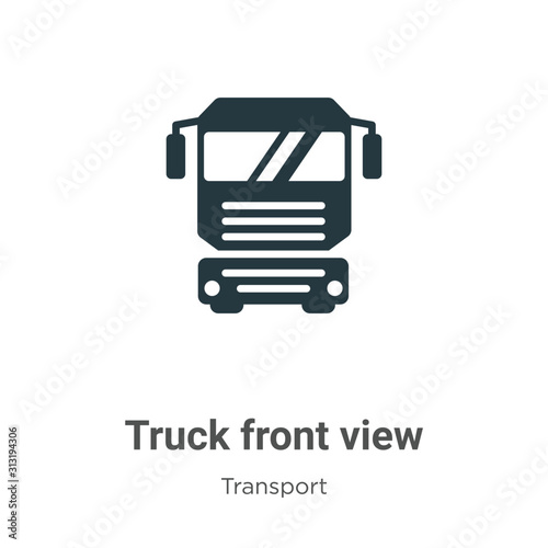 Truck front view glyph icon vector on white background. Flat vector truck front view icon symbol sign from modern transport collection for mobile concept and web apps design.