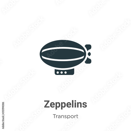 Zeppelins glyph icon vector on white background. Flat vector zeppelins icon symbol sign from modern transport collection for mobile concept and web apps design.