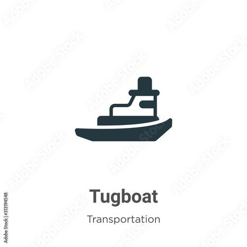 Tugboat glyph icon vector on white background. Flat vector tugboat icon symbol sign from modern transportation collection for mobile concept and web apps design.