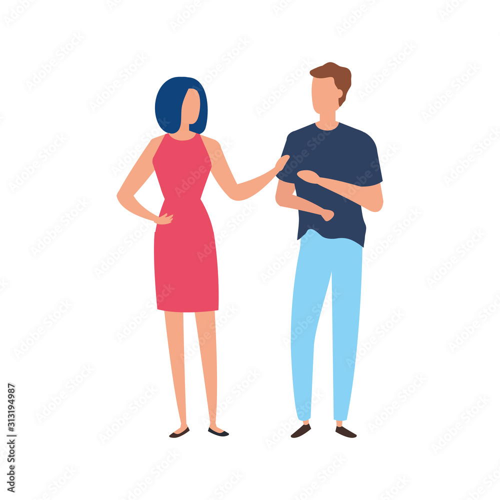 young couple avatar character icons young couple avatar character icons
