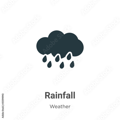 Rainfall glyph icon vector on white background. Flat vector rainfall icon symbol sign from modern weather collection for mobile concept and web apps design.