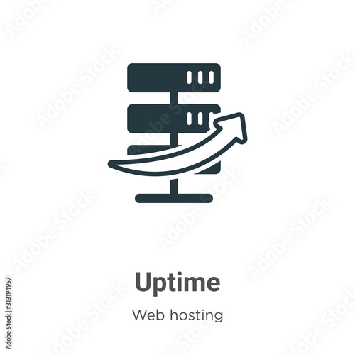 Uptime glyph icon vector on white background. Flat vector uptime icon symbol sign from modern web hosting collection for mobile concept and web apps design.