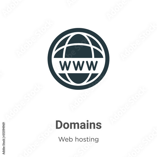 Domains glyph icon vector on white background. Flat vector domains icon symbol sign from modern web hosting collection for mobile concept and web apps design.