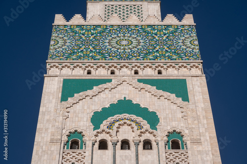 Partial view of Hassan ii Minaret in Casablanca photo