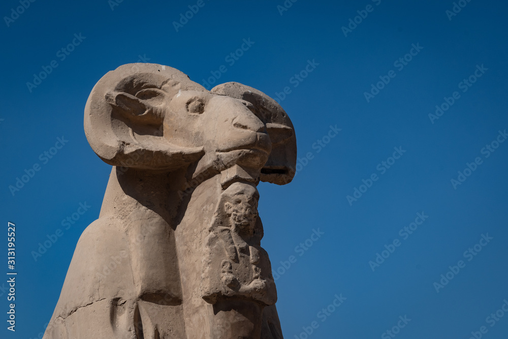 A ram head sphinx in Karnak