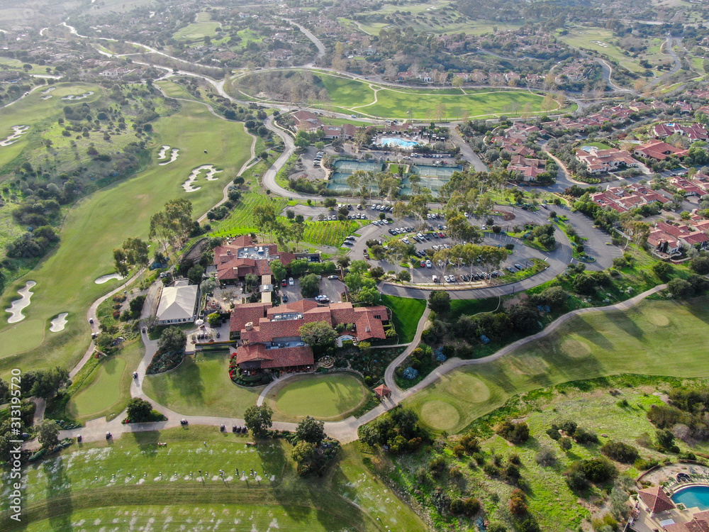 Big luxury executive house with pool located next the golf course in a private community, San Diego, California.