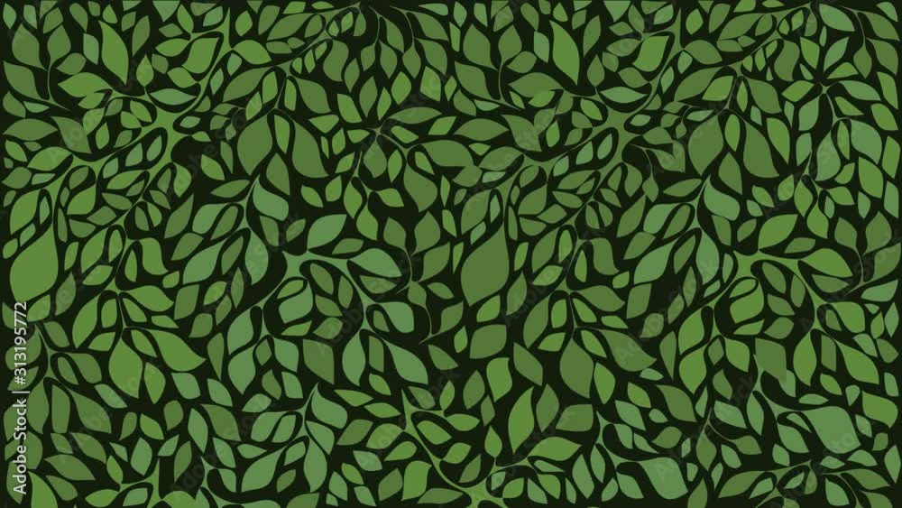 Green leaves animation. Can be used as transition. Transparent background with alpha channel can be used as overlay.