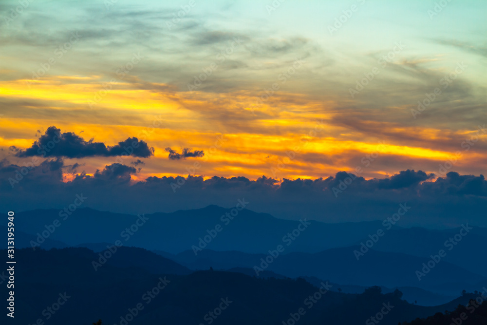 colorful sky on sunset mountain