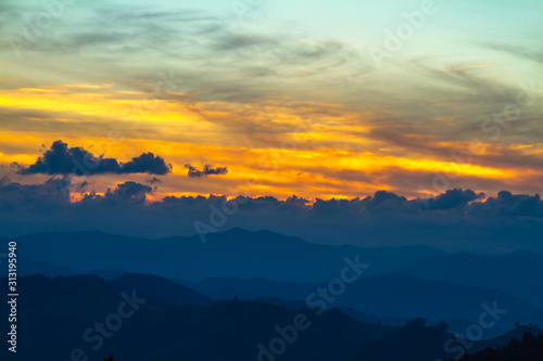 colorful sky on sunset mountain