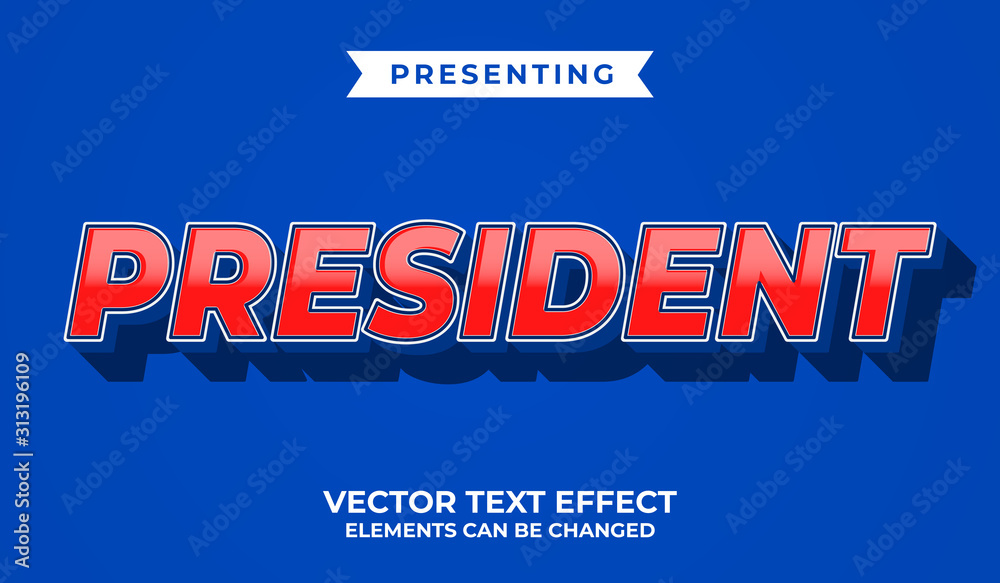 3d bold retro editable text effect with president word Stock Vector ...