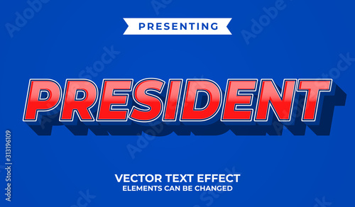 3d bold retro editable text effect with president word
